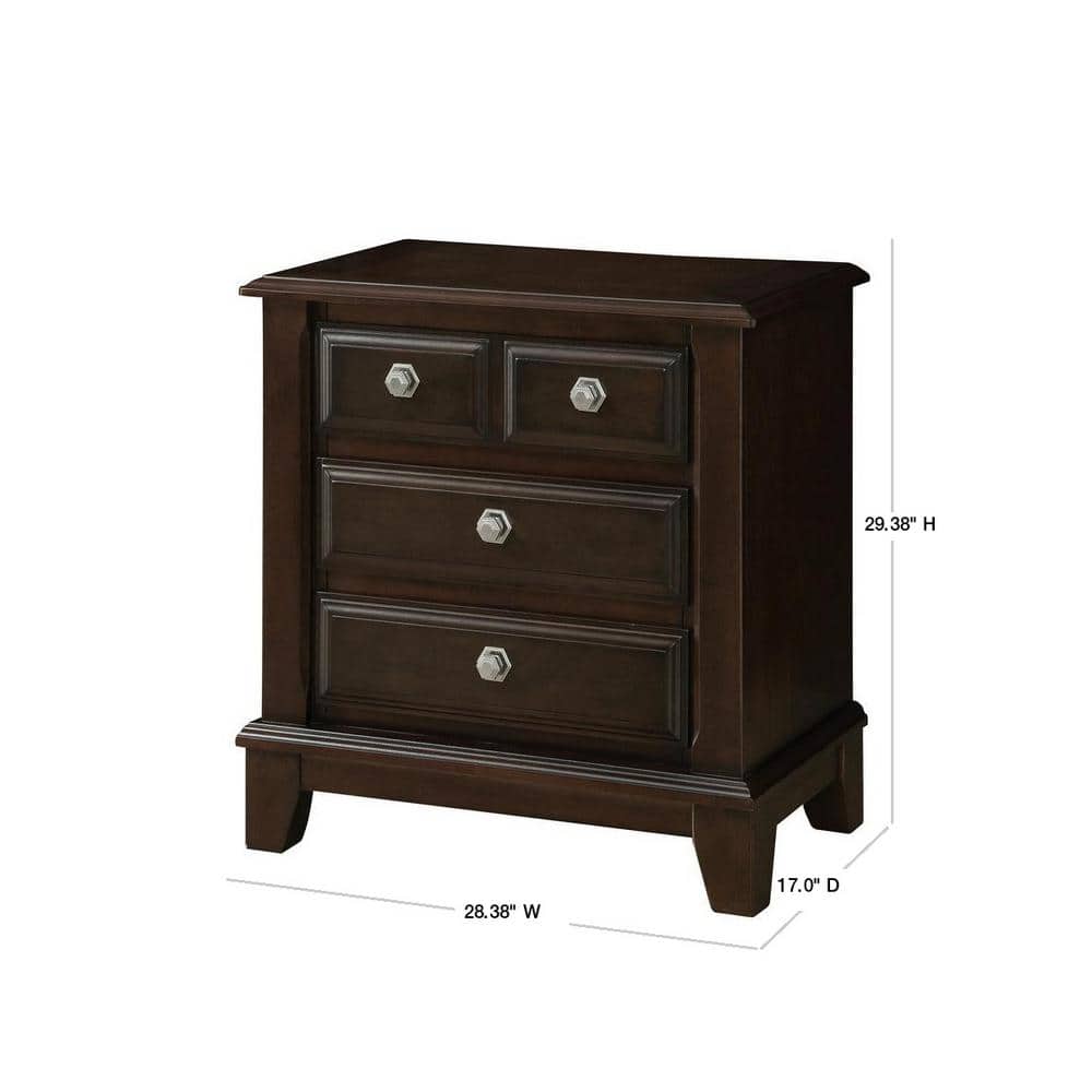 Litchville Brown Cherry 4-Drawer Transitional Nightstand
