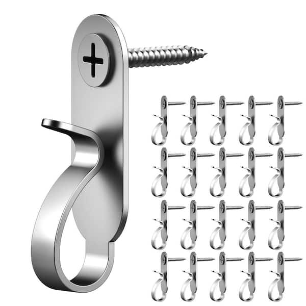 20 Pcs Silver Stainless Steel String Light Screw Hooks for Christmas Party Easy Release Wire and Fairy Led Lights