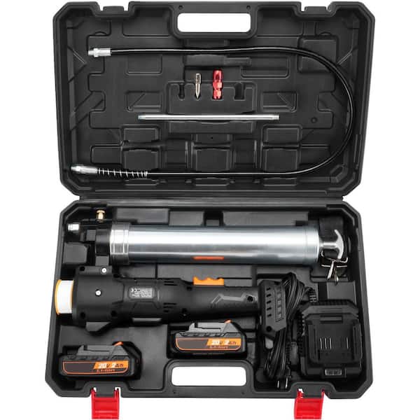 20-Volt 10,000 PSI 39in. Long Hose Cordless Grease Gun, Electric Grease Gun Kit High Pressure Battery Powered Grease Gun