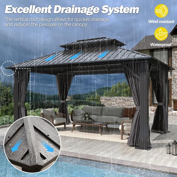 COVERONICS 12 ft. x 14 ft. Hardtop Gazebo, Outdoor COVERONICS 12 ft. x 14 ft. Hardtop Gazebo, Outdoor