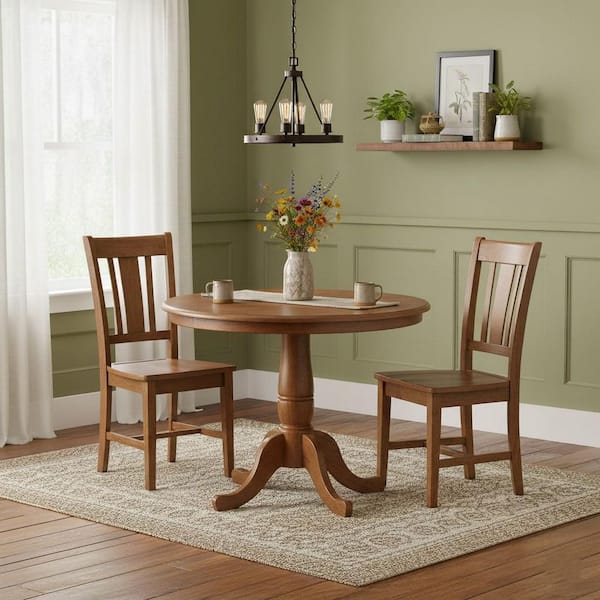 International Concepts 36 in. Distressed Oak Round Pedestal Dining Table