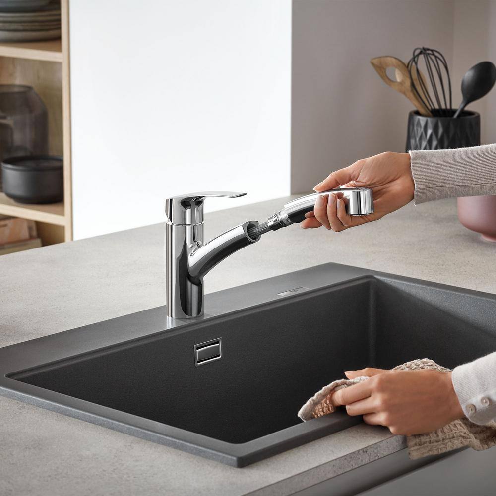 Eurosmart 7" Chrome Dual Spray Pull-Out Kitchen Faucet