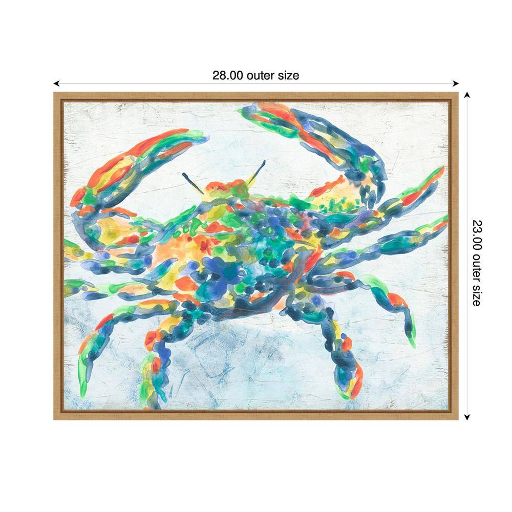 Rainbow Crab II Abstract Canvas Art with Maple Floater Frame
