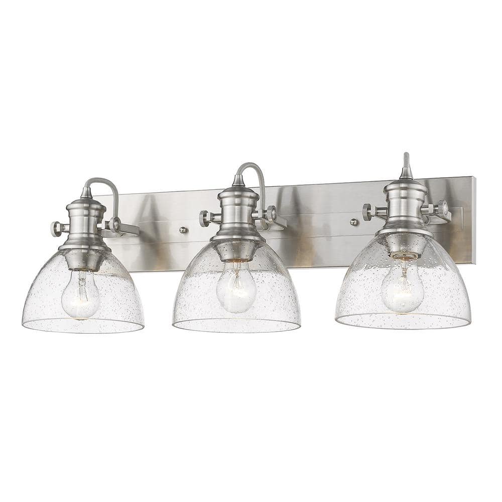 Transitional Pewter 25" Semi-Flush Mount with Seeded Glass