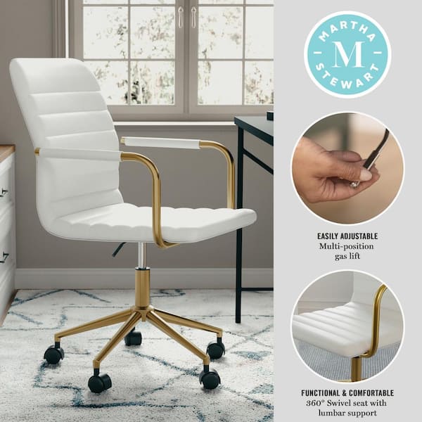 White desk chair online with arms and wheels