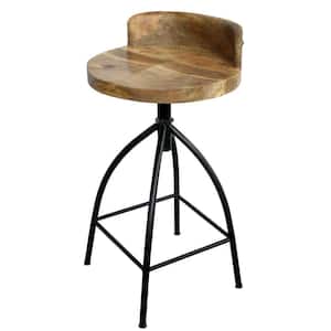 28.5 in. H Brown and Black Industrial Style Adjustable Swivel Counter Height Stool with Backrest