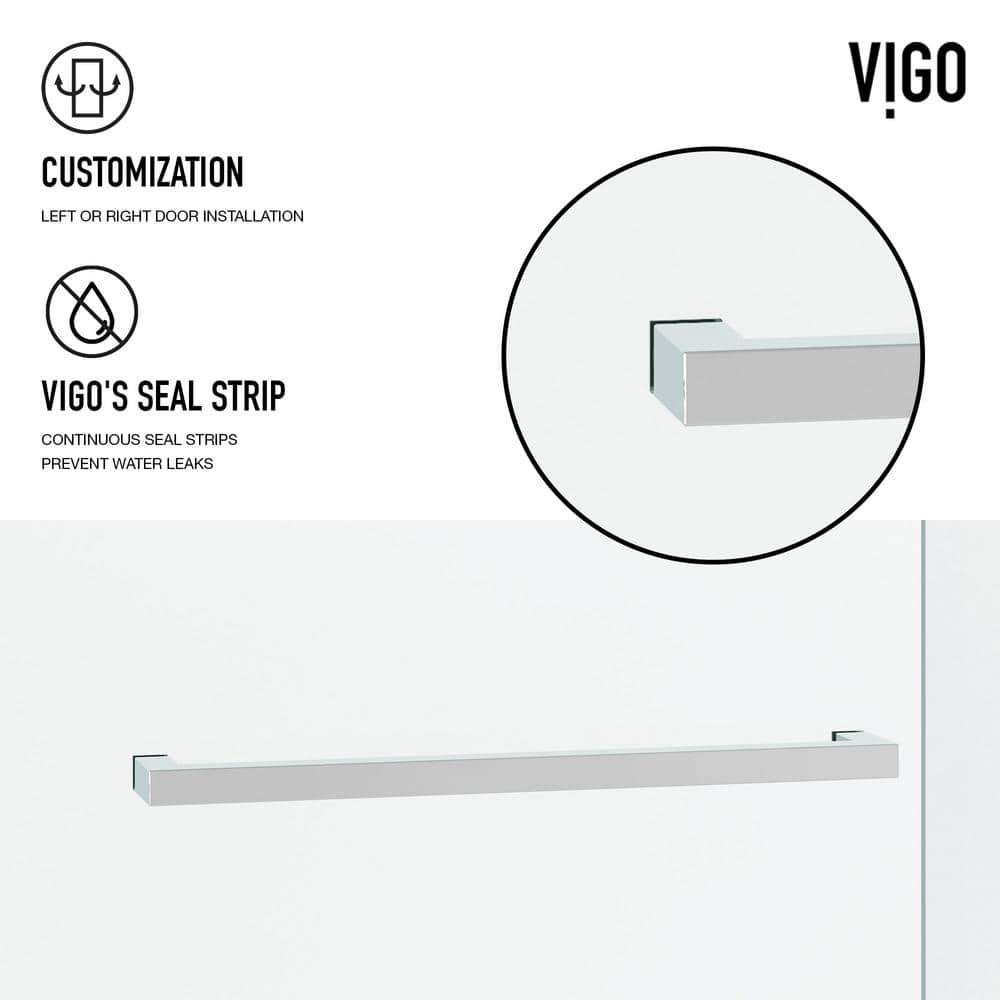Houston 60" Frameless Sliding Shower Door in Chrome and Clear Glass