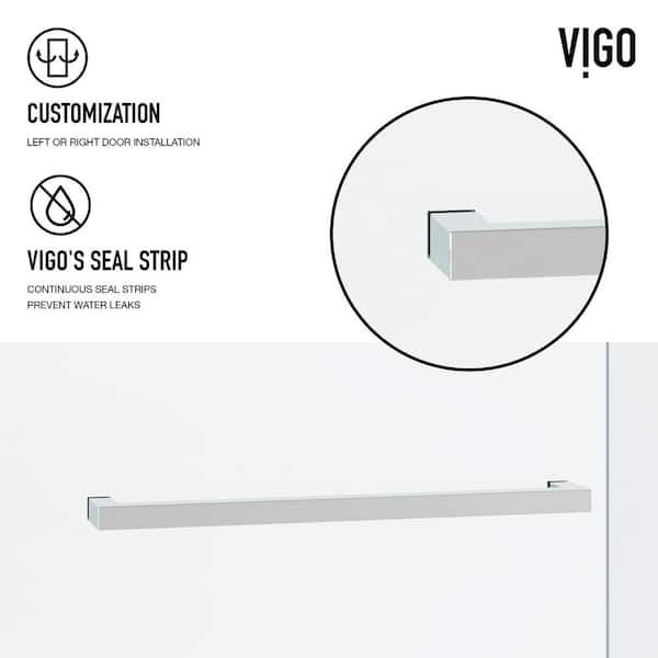 Houston 56 to 60 in. W x 76 in. H VMotion Sliding Frameless Shower Door in Chrome with 3/8 in. (10mm) Clear Glass