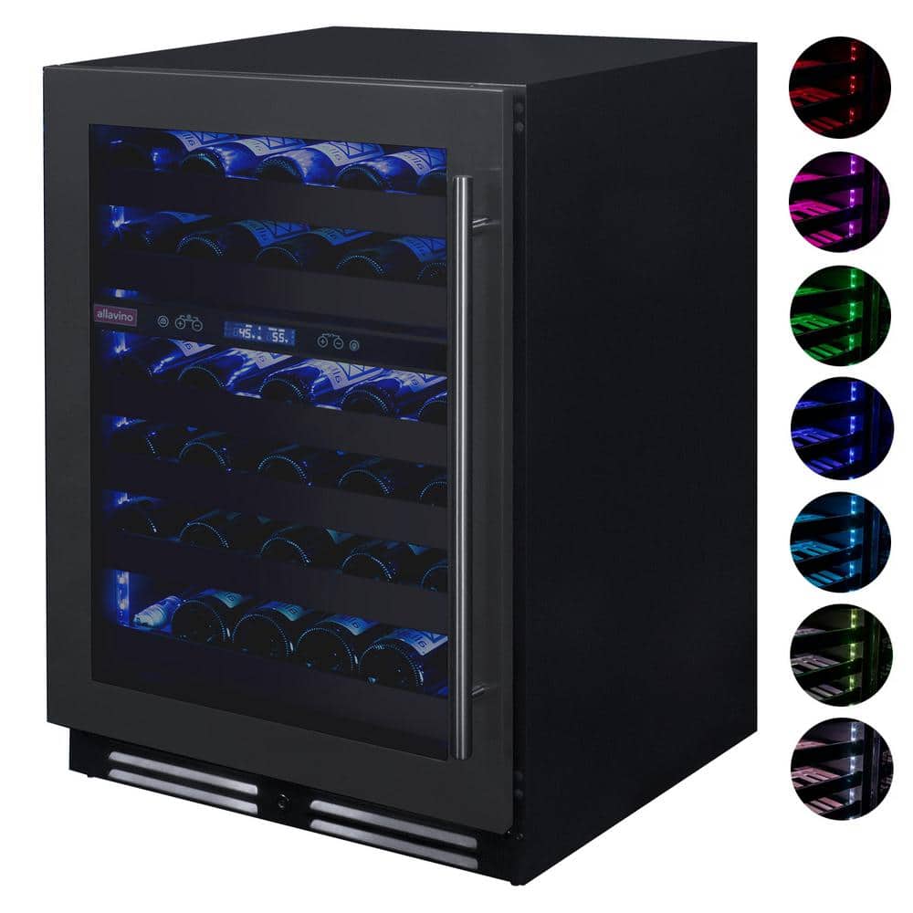 50 Bottle Dual Zone Black Stainless Steel Wine Refrigerator