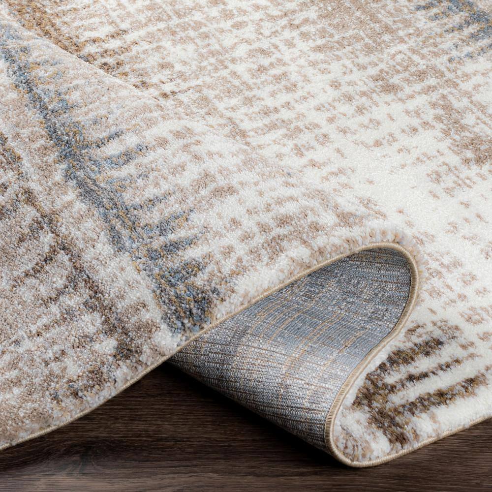 Maez Soft Abstract Stripes Gray Synthetic Area Rug 7'10" x 10'