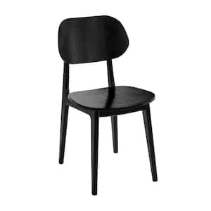 Verona Commercial Grade Solid Wood Dining Chair with Curved Oval Backrest in Black