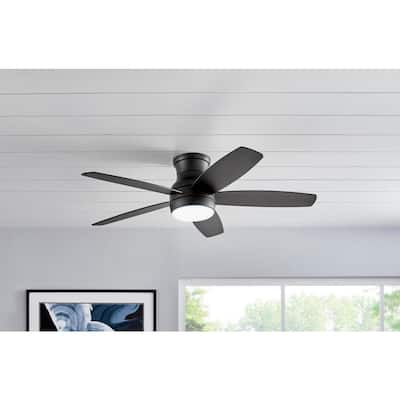Ashby Park 52 in. White Color Changing Integrated LED Matte Black Indoor Ceiling Fan with Light Kit and Remote Control