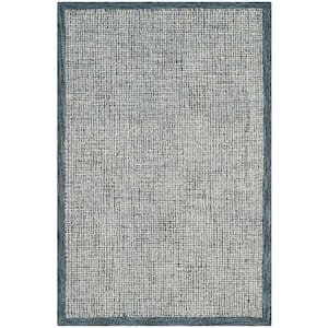 Abstract Navy/Ivory Doormat 2 ft. x 3 ft. Border Distressed Area Rug