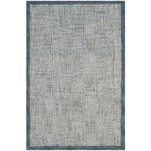 SAFAVIEH Abstract Navy/Ivory Doormat 2 ft. x 3 ft. Border Distressed Area Rug
