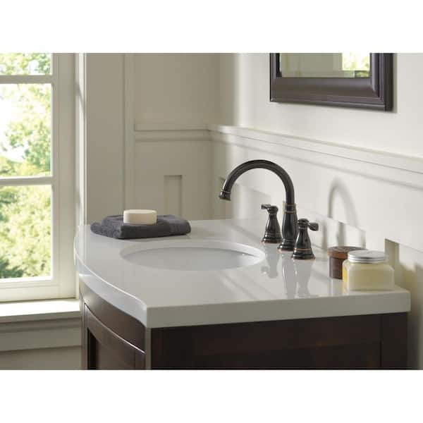 Delta Porter 8 In Widespread 2 Handle Bathroom Faucet In Oil Rubbed Bronze 35984lf Ob Eco The Home Depot