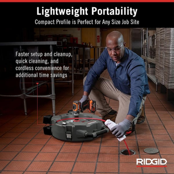RIDGID K9-12 FlexShaft Drain Cleaning Machine – 30 Ft Cable, 1/4 Inch, For 1-1/4 To 2 Inch Pipes, Compact With Chain Knocker (Lifetime Warranty)