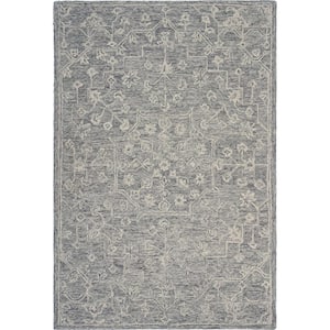 Jona Oriental Silvery Gray 3 ft. x 5 ft. Dazed Floral Escape Indoor Area Rug