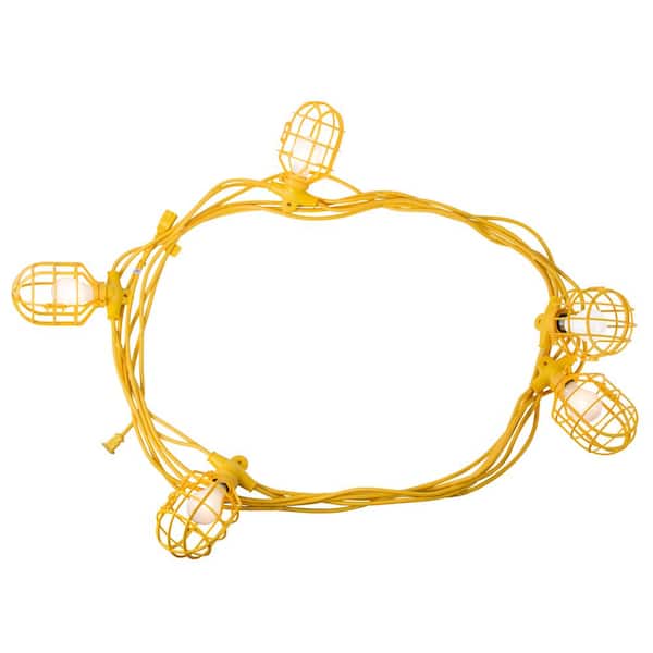 Bergen Industries 14/3 SJTW 50 ft. 12-Watt 1100 Lumens LED Temp Light Stringer Lamps Included, Plastic Cages