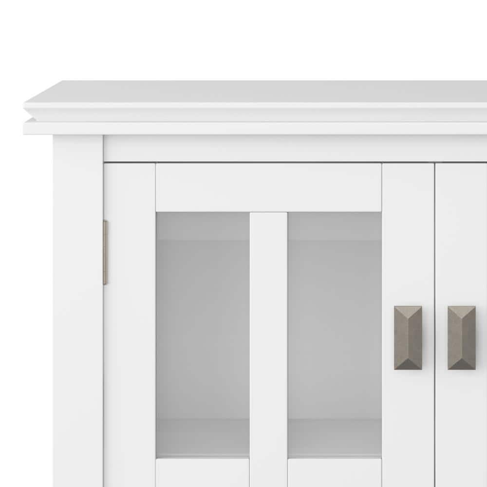 White Solid Wood Office Storage Cabinet with Glass Doors