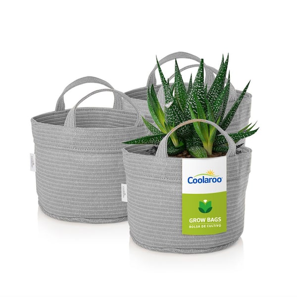 Coolaroo 2 Gal. Steel Grey Fabric Planting Garden Grow Bags with Handles Planter Pot (3-Pack)