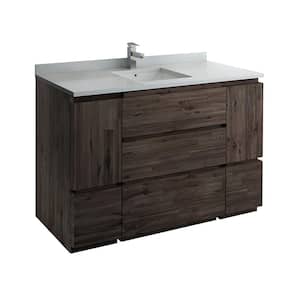 Formosa 54 in. Modern Vanity in Warm Gray with Quartz Stone Vanity Top in White with White Basin