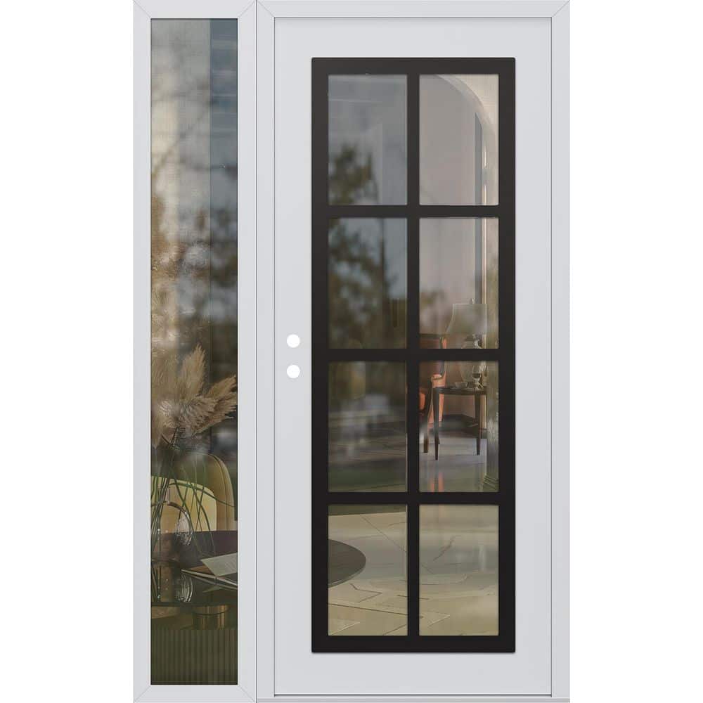 C16 52 in. x 80 in. Black P Right-Hand/Inswing Clear Glass White/White Sidelite Steel Prehung Front Door price history on PriceWatchPro