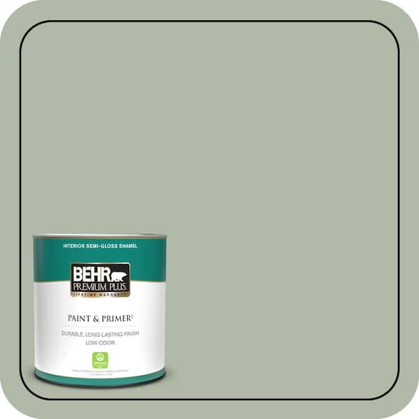 BEHR PREMIUM PLUS 1 qt. #N390-3 Jojoba Semi-Gloss Enamel Low Odor Interior Paint & Primer