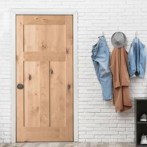 Krosswood Craftsman Rustic Knotty Alder 3-Panel Shaker Solid Core Prehung Interior Door