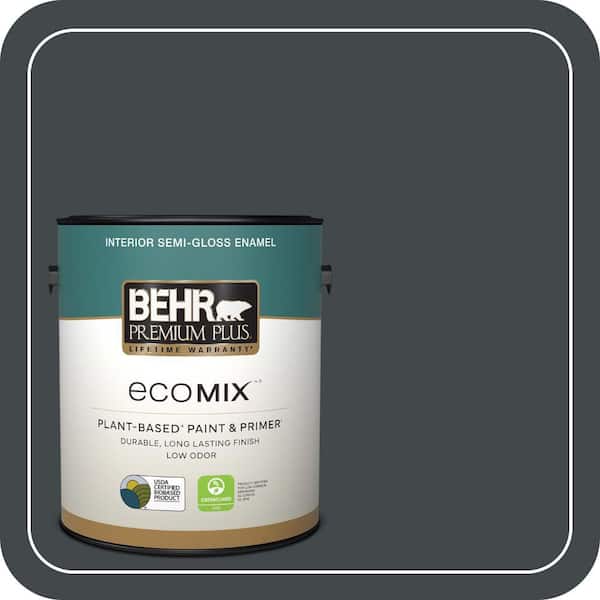 1 gal. #PPU24-23 Little Black Dress Semi-Gloss Enamel EcoMix Plant-Based Interior Paint & Primer