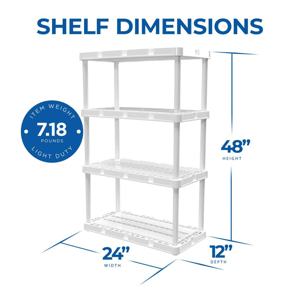 Gracious Living 48" White Solid 4-Shelf Light-Duty Storage Unit