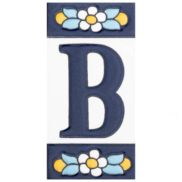 Sevillano Flora Address Letters B 2-1/8 in. x 4-3/8 in. Ceramic Wall Tile (0.07 sq. ft./Each)