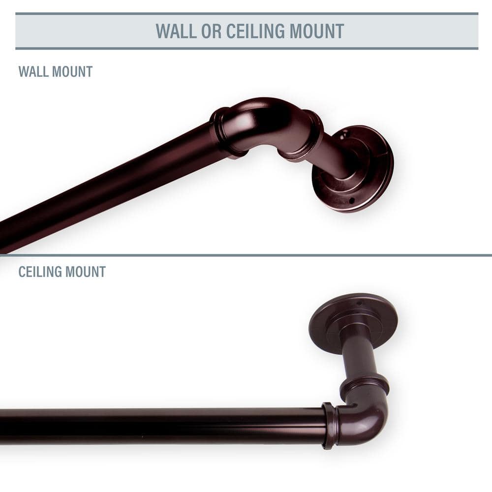 Industrial Black Steel Blackout Curtain Rod 28-48 inch
