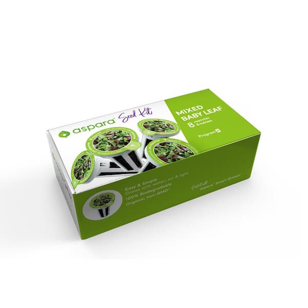 aspara Organic Mixed Baby Leaf 8-Capsule Vegetable Seed Kit