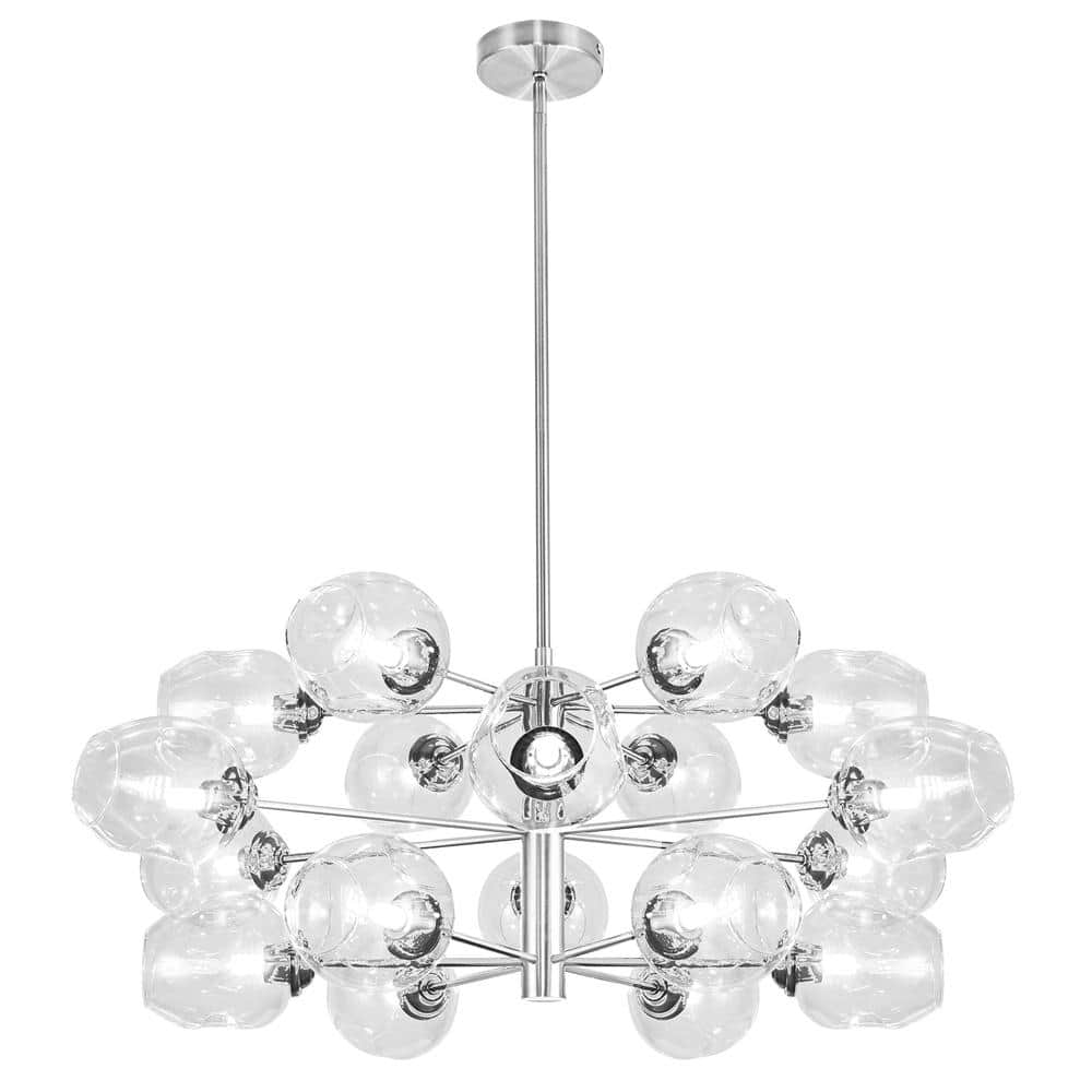 Abii 18 Light Polished Chrome Shaded Chandelier with Clear Glass Shade