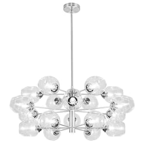 Abii 18 Light Polished Chrome Shaded Chandelier with Clear Glass Shade