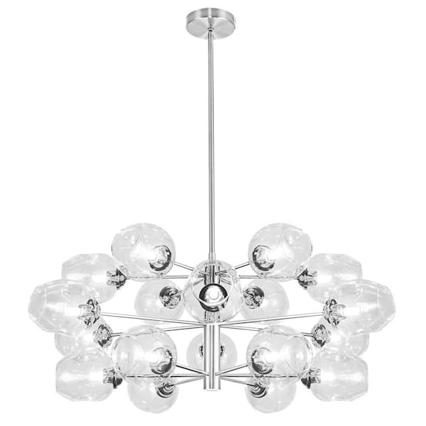 Abii 18 Light Polished Chrome Shaded Chandelier with Clear Glass Shade