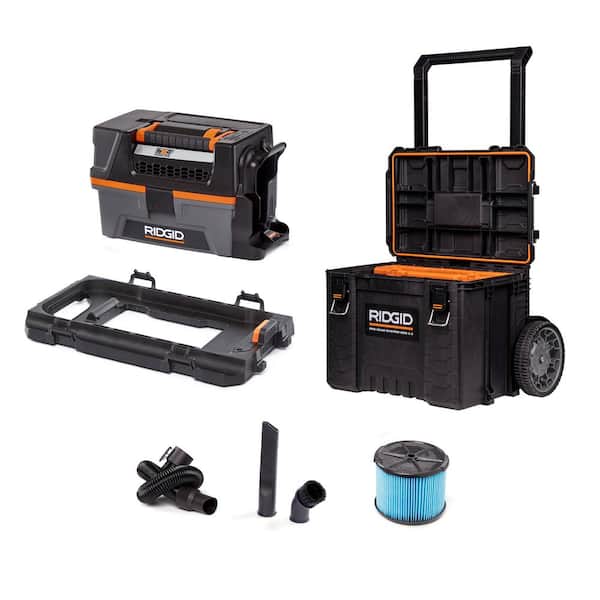 3 Gal. 18V Cordless NXT Shop Vacuum Wet Dry Vac (Tool Only) with Pro Gear Attachment and Rolling Tool Cart HD0318E