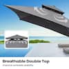 Pellebant Double Top 13 ft. x 10 ft. Outdoor 360° Swivel Aluminum Cantilever Patio Umbrella in Gray with 220 lbs. Umbrella Base PBPU046DGYUB008