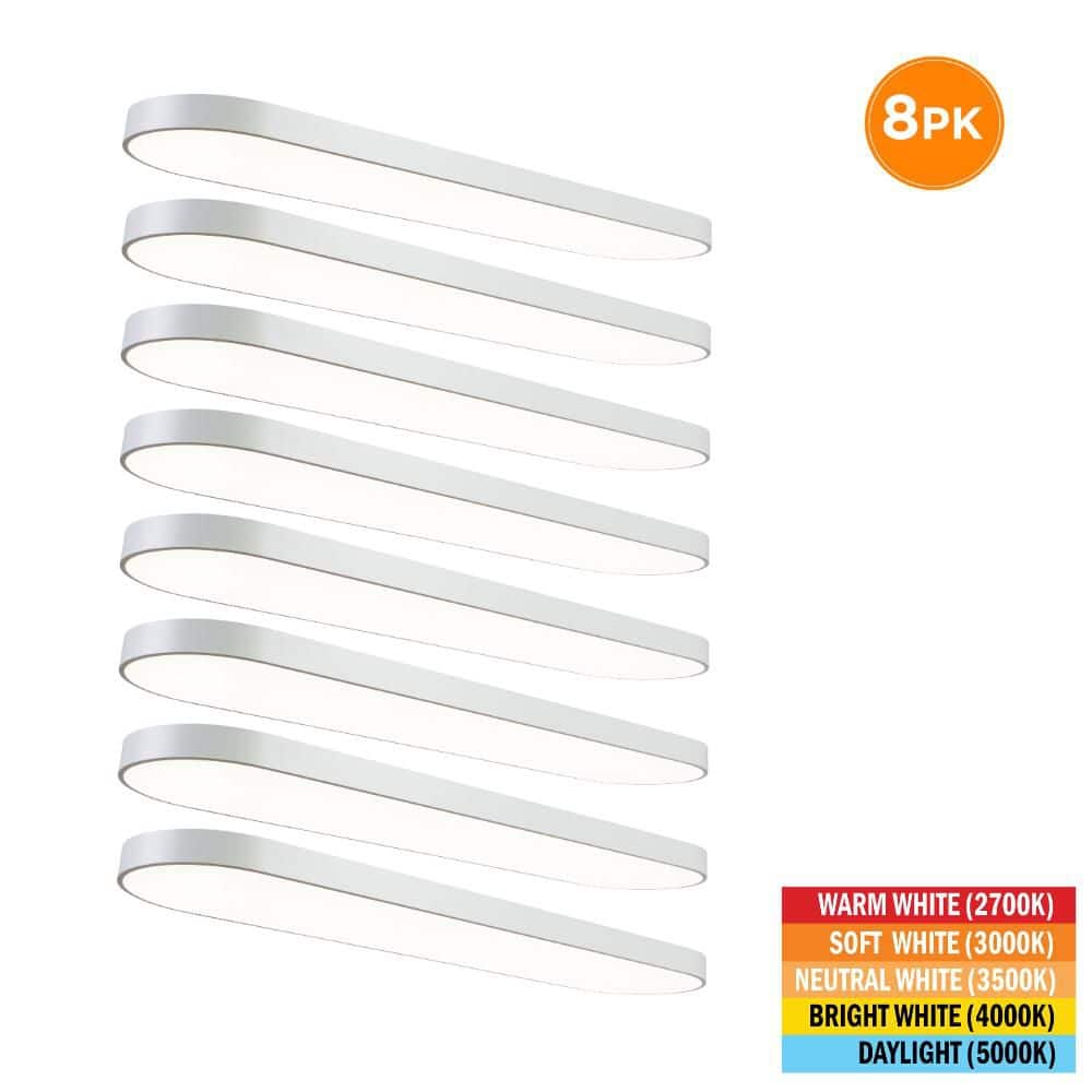 4 ft. x 12 in. White LED Flush Mount Ceiling Light Fixture 2700K 3000K 3500K 4000K 5000K 4500 Lumens 55-Watt (8-Pack) price history on PriceWatchPro