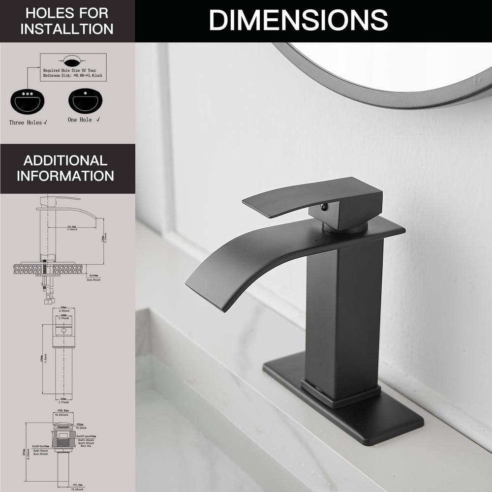 Matte Black Single Handle Waterfall Bathroom Faucet