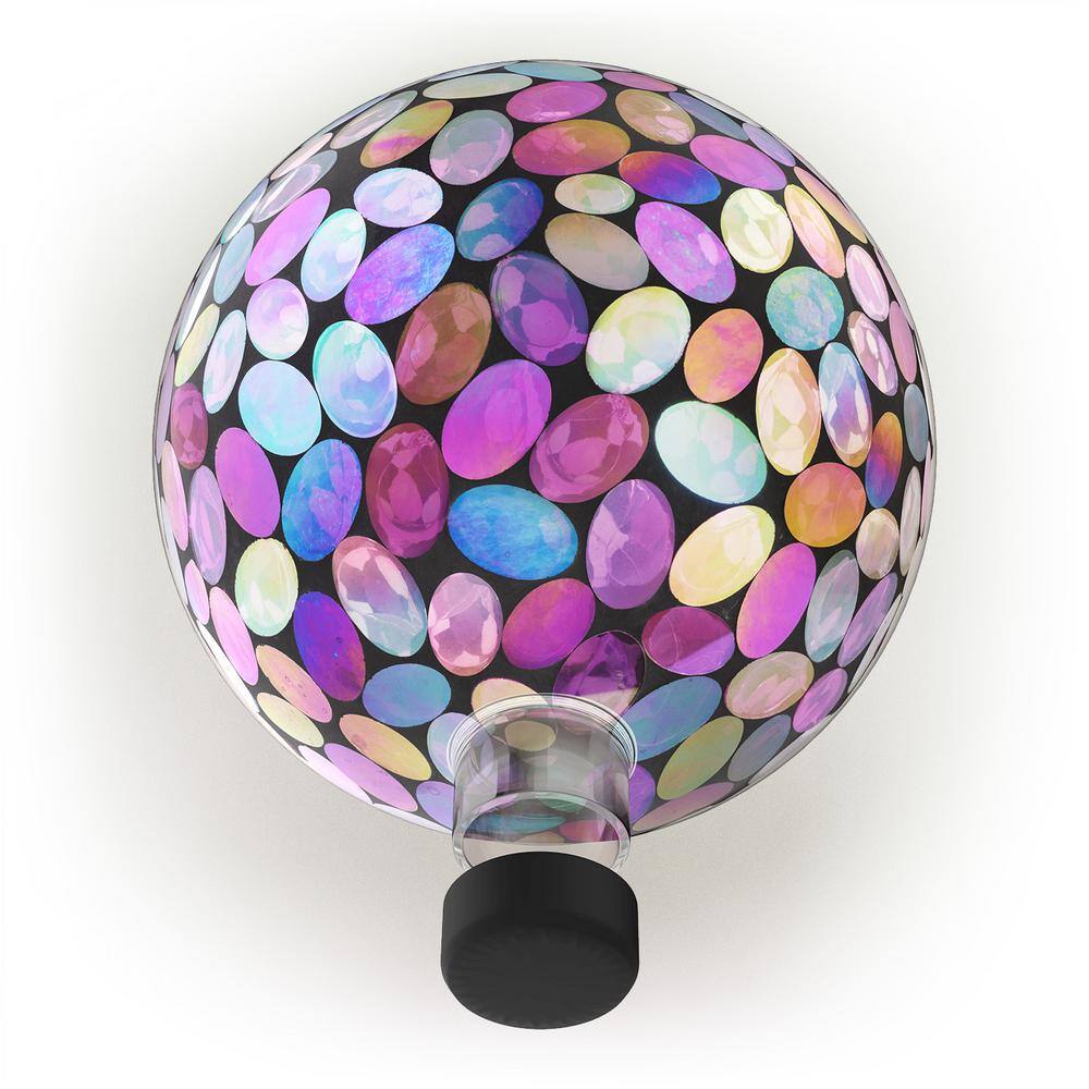 Solar-Powered Purple Glass Gazing Ball with Metal Stand
