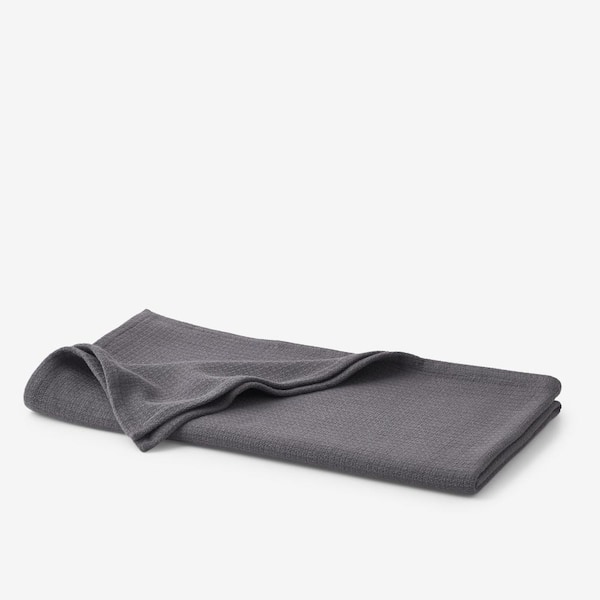 The Company Store Cotton Weave Slate Gray Solid Woven Throw Blanket