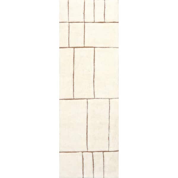 Brega Geometric New Zealand Wool Cream 3 ft. x 8 ft. Runner Rug