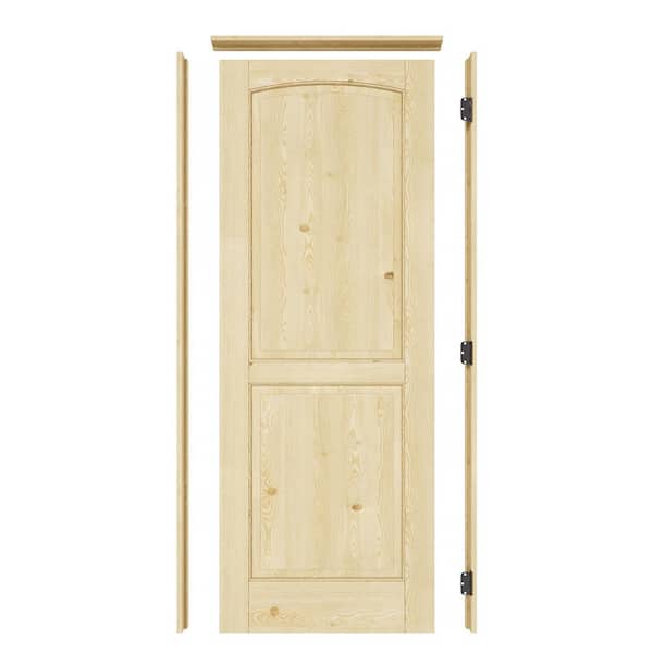ARK DESIGN 30 in. x 80 in. 2-Panel Left Solid Core Unfinished Pine Wood Single Interior Door with Quick Assemble Pine Jamb