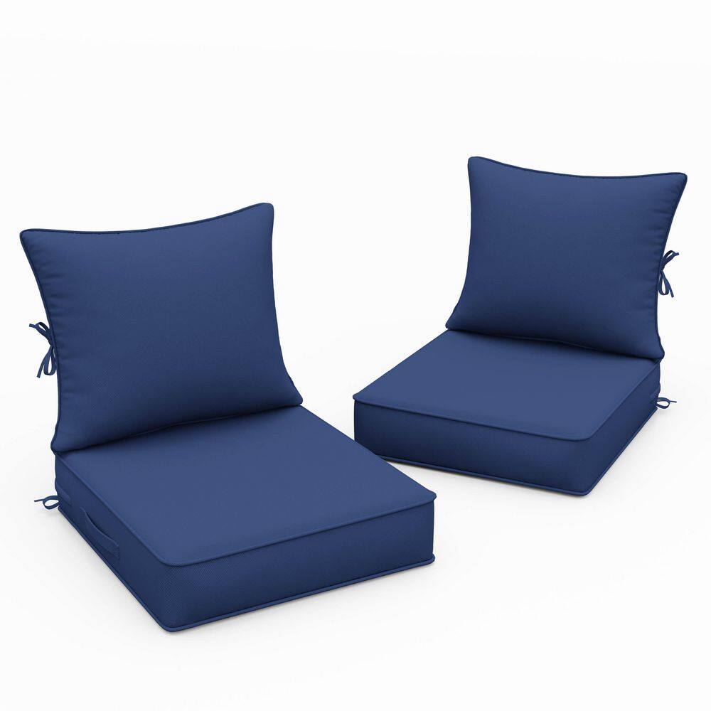 22 in. x 22 in. x 4 in. (2-Pack) Water-Resistant Outdoor Patio Furniture Replacement Deep Seat Cushions, Blue price history on PriceWatchPro