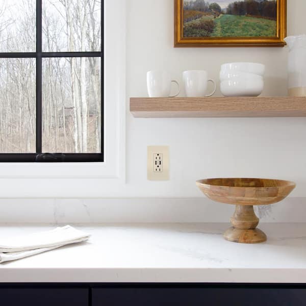 radiant 1-Gang 1-Decorator/Rocker Screwless Wall Plate, Ivory