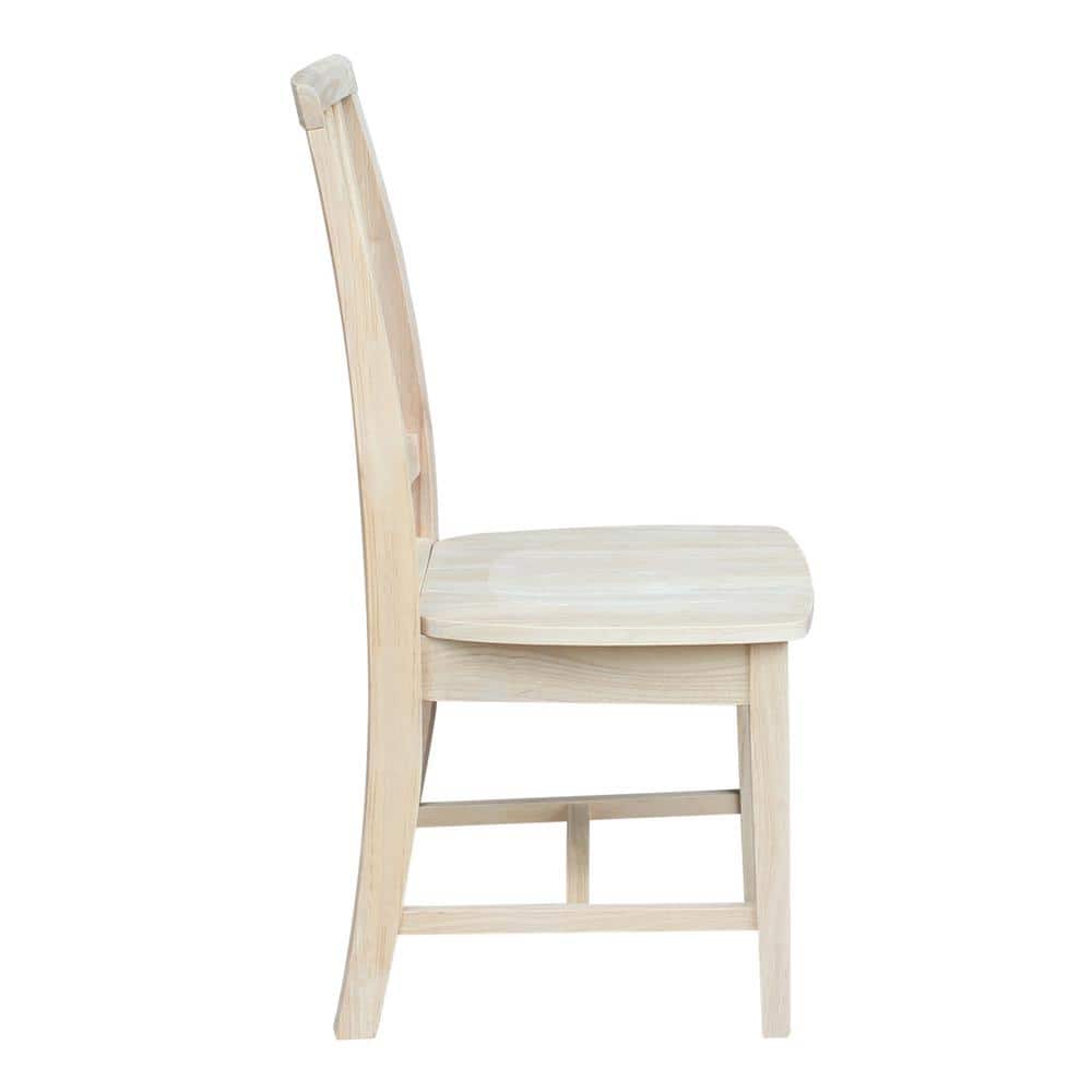 Classic Unfinished Solid Parawood High Slat Side Chair, Set of 2