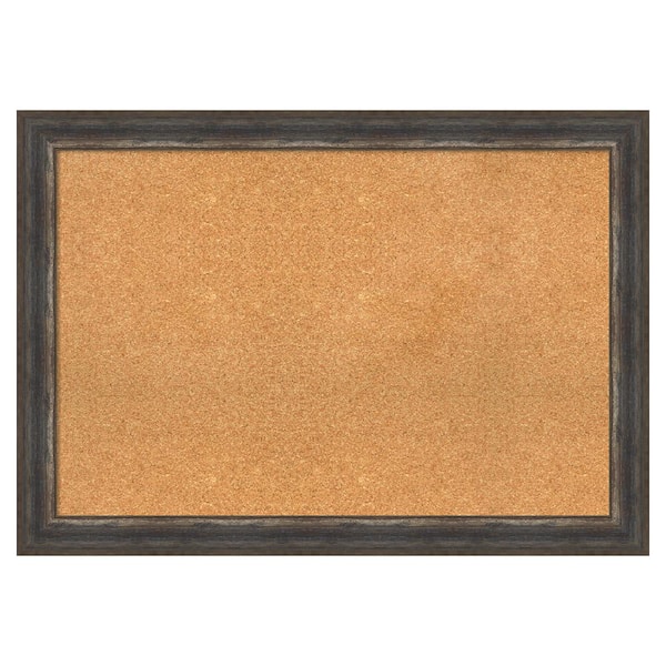 Amanti Art Alta Rustic Char Natural Corkboard 41 in. x 29 in. Bulletin Board Memo Board