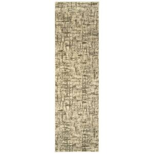 Rydal Ivory/Brown 2 ft. x 8 ft. Abstract Runner Rug