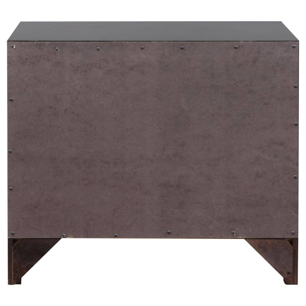 Transitional Brown 2-Drawer Wooden Nightstand